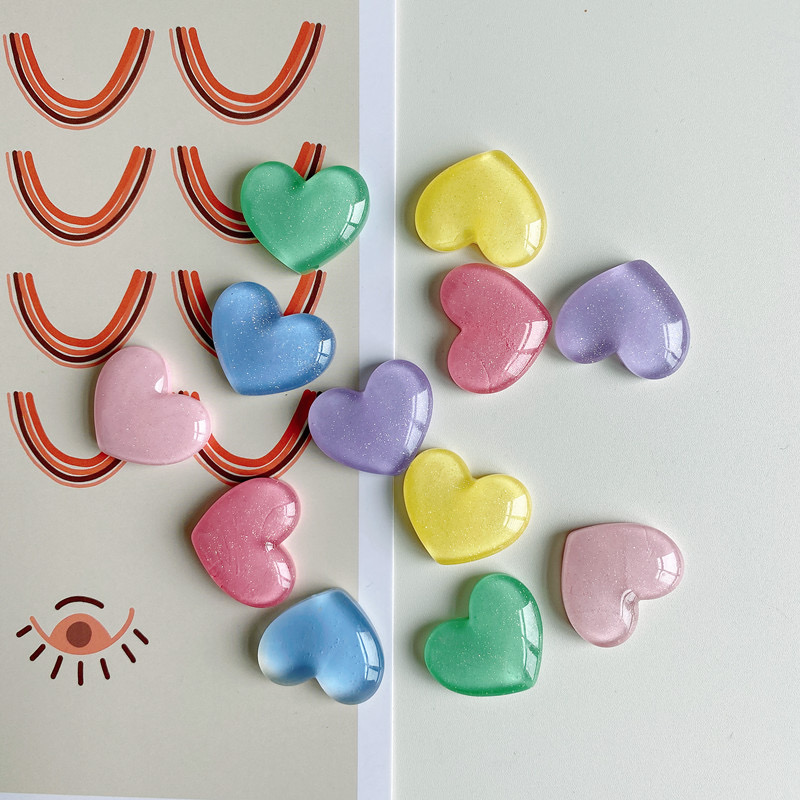 Resin Craft Supplies - Mini Shiny Heart Resin Charms DIY