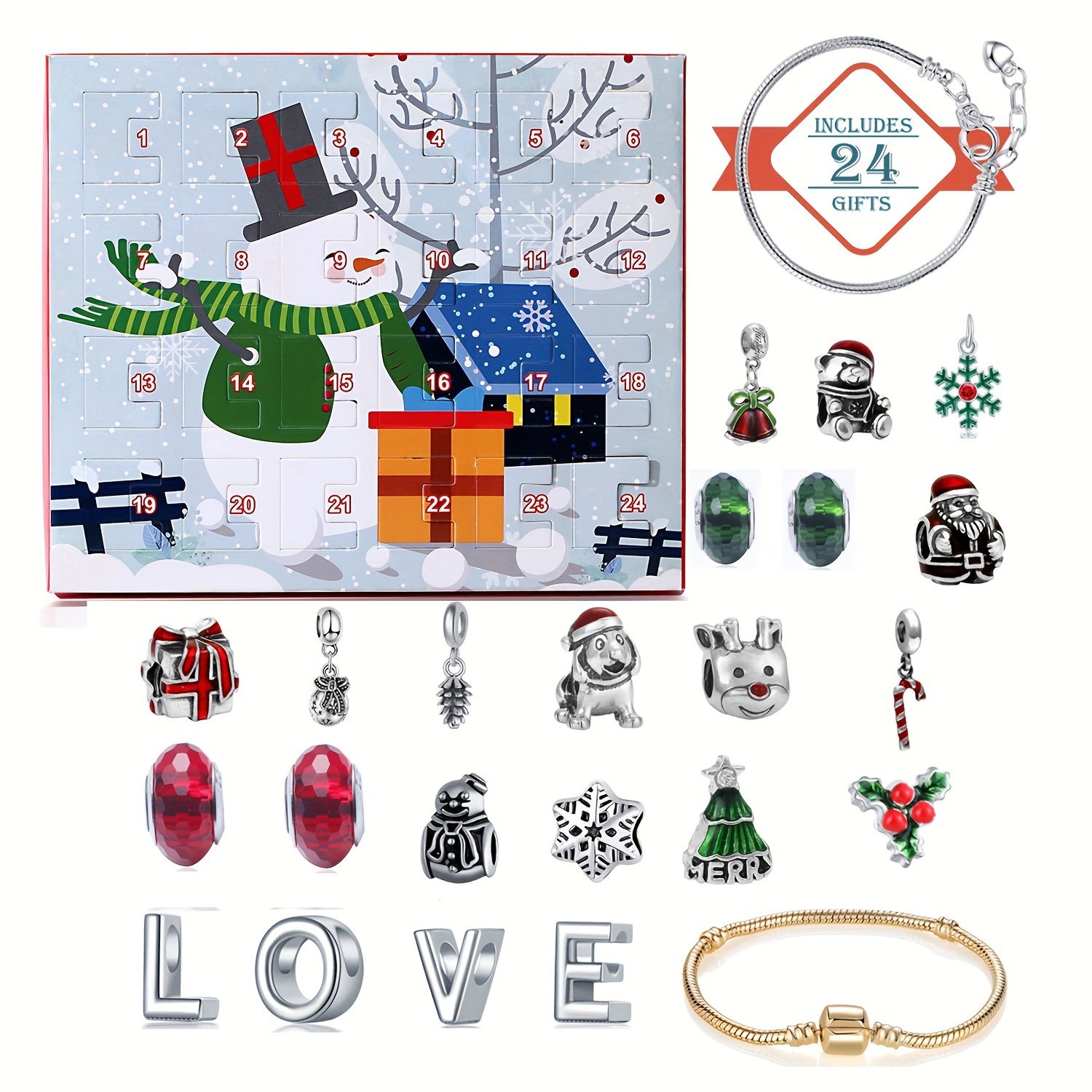 Resin Jewelry Kit - Snowman Christmas Advent Calendar Bracelet Set