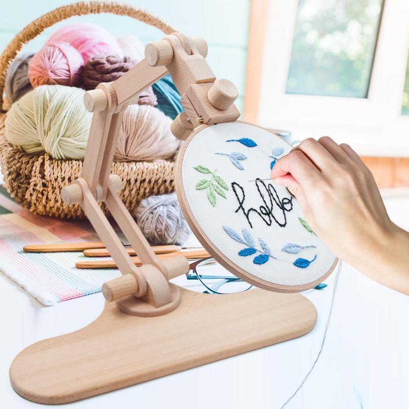 Wood Ring Blank - 360 Degree Rotation Adjustable Wooden Embroidery