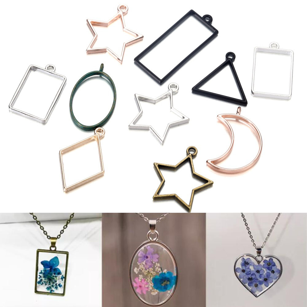 Epoxy Uv Resin Kit - 14Pcs/Lot Mixed Style Geometric Hollow Metal