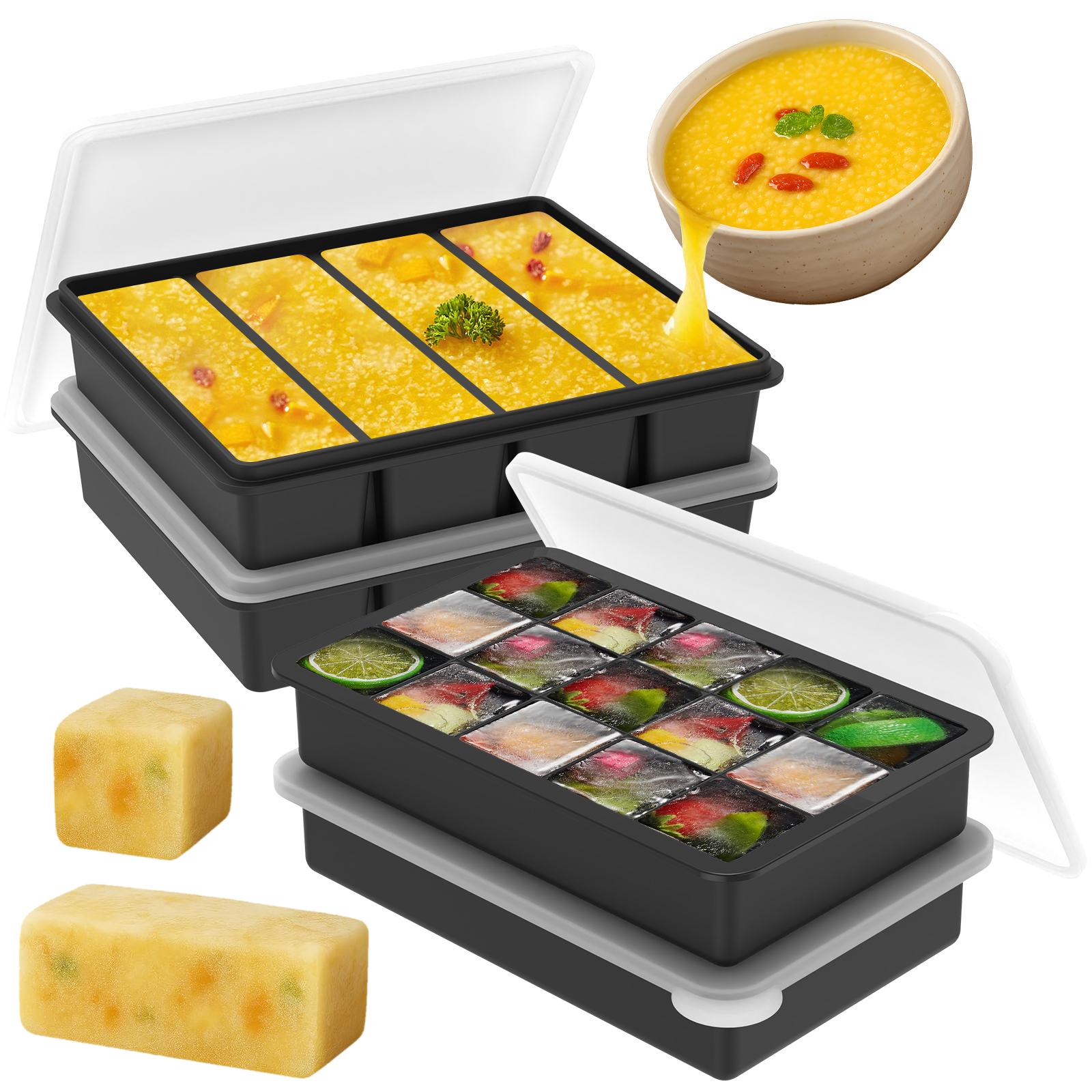 Serving Tray Mold - 4 Pack Silicone Freezer Tray with