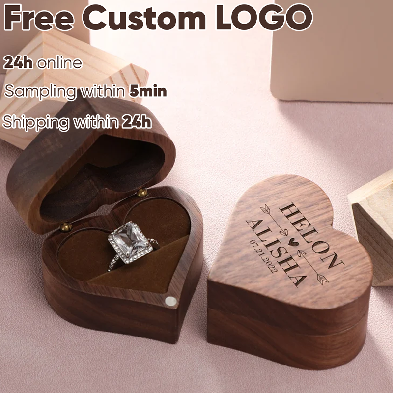 Wood Ring Blank - 1PCS Love Heart Shaped Walnut Wood