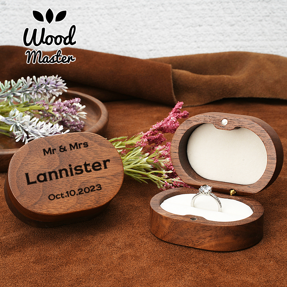 Wood Ring Blank - Marriage Engagement Wooden Ring Box for