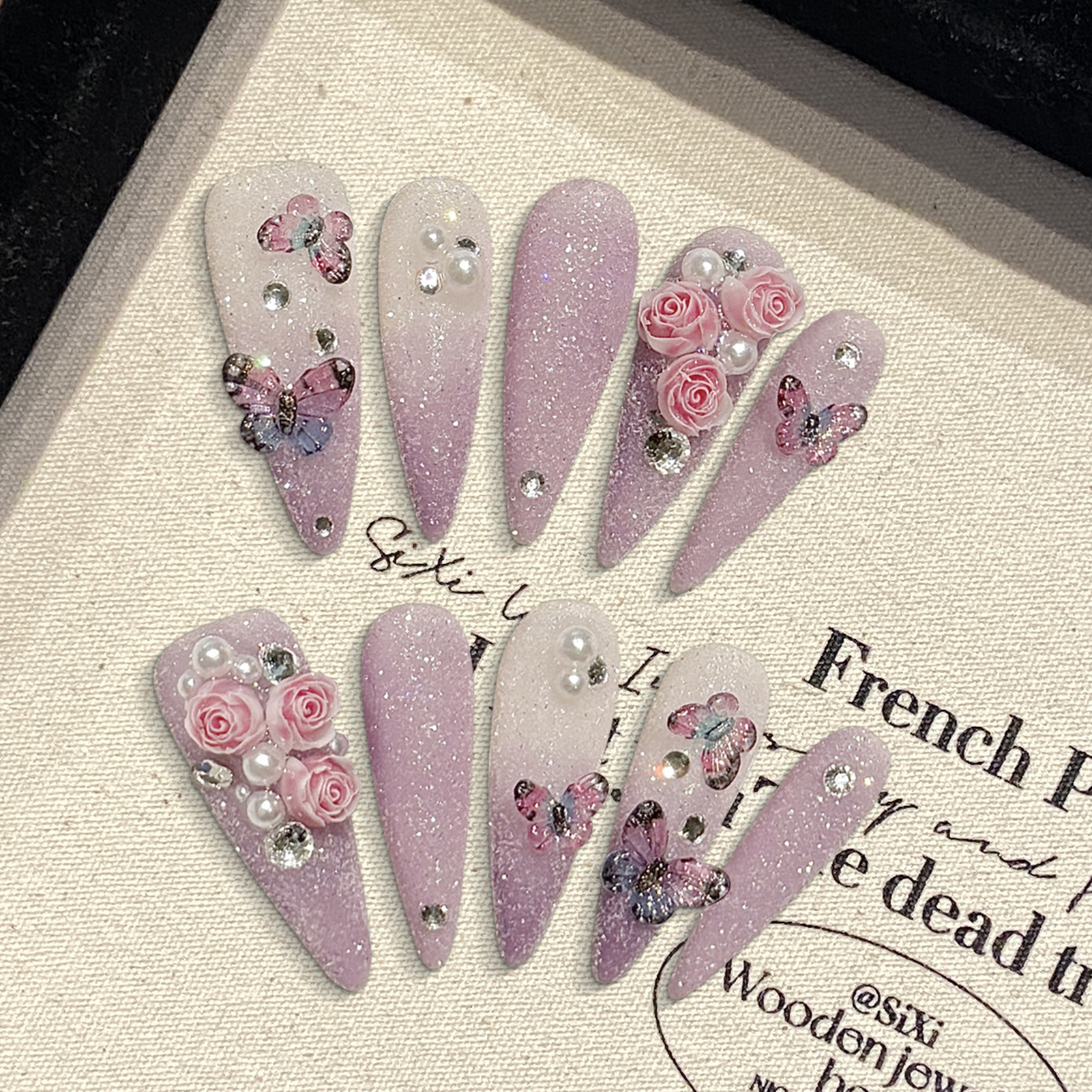 Resin Craft Material - 10pcs Long Stiletto Handmade Fake Nails