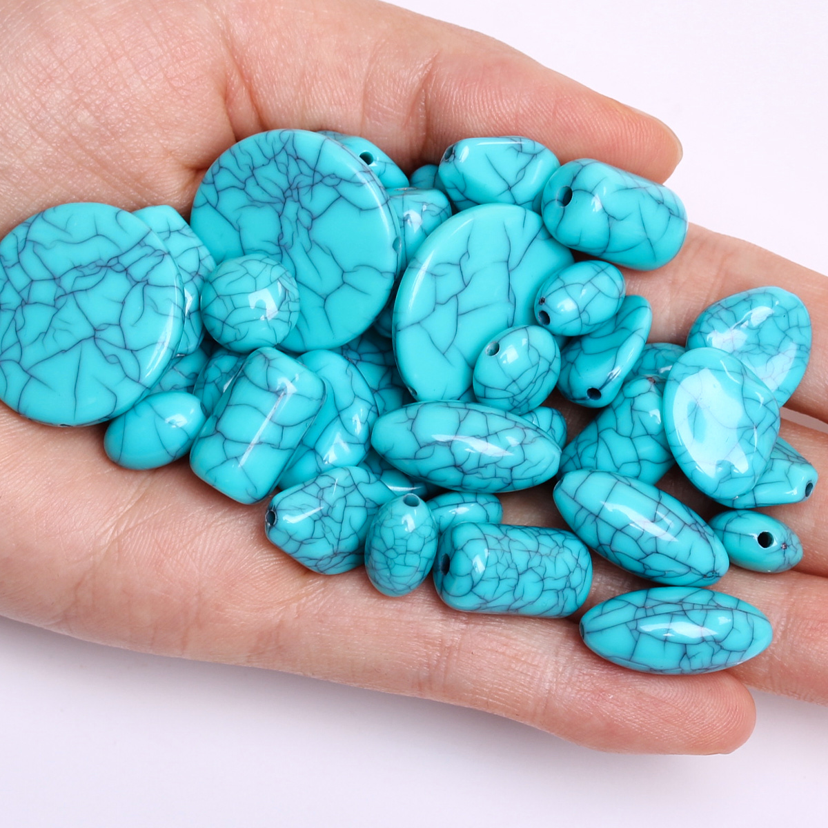 Resin Craft Projects - 30-5pcs/bag Geometric Imitated Green Turquoises Pendant
