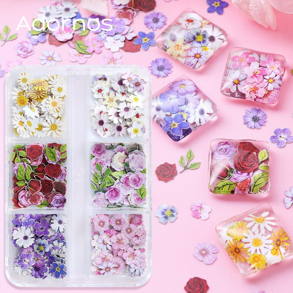 Resin Craft Ideas - 6 Grids Flowers Wood Pulp Chips