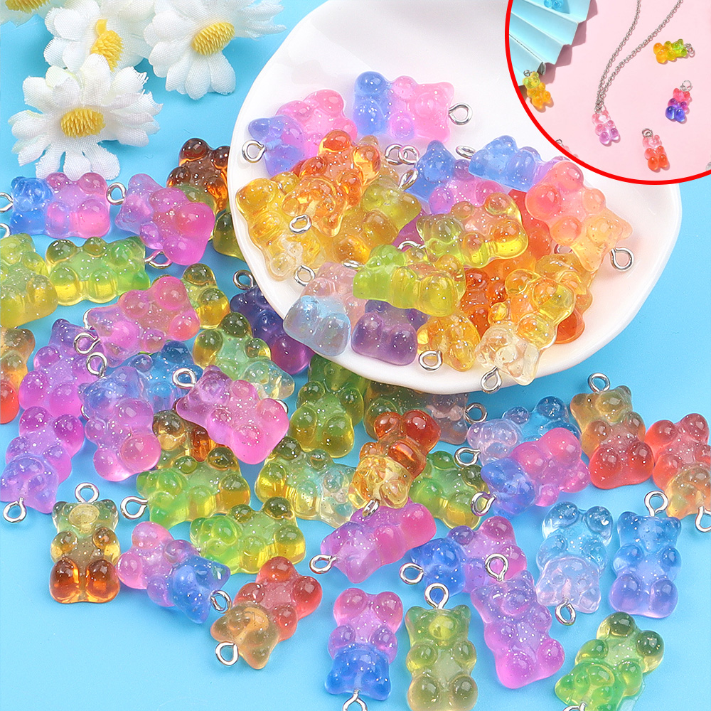 Resin Craft Projects - 10/30/60pcs Dual Color Resin Bear Shaped