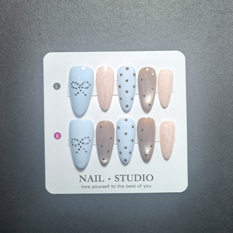 Resin Craft Material - 10Pcs Light Blue Press on Nails