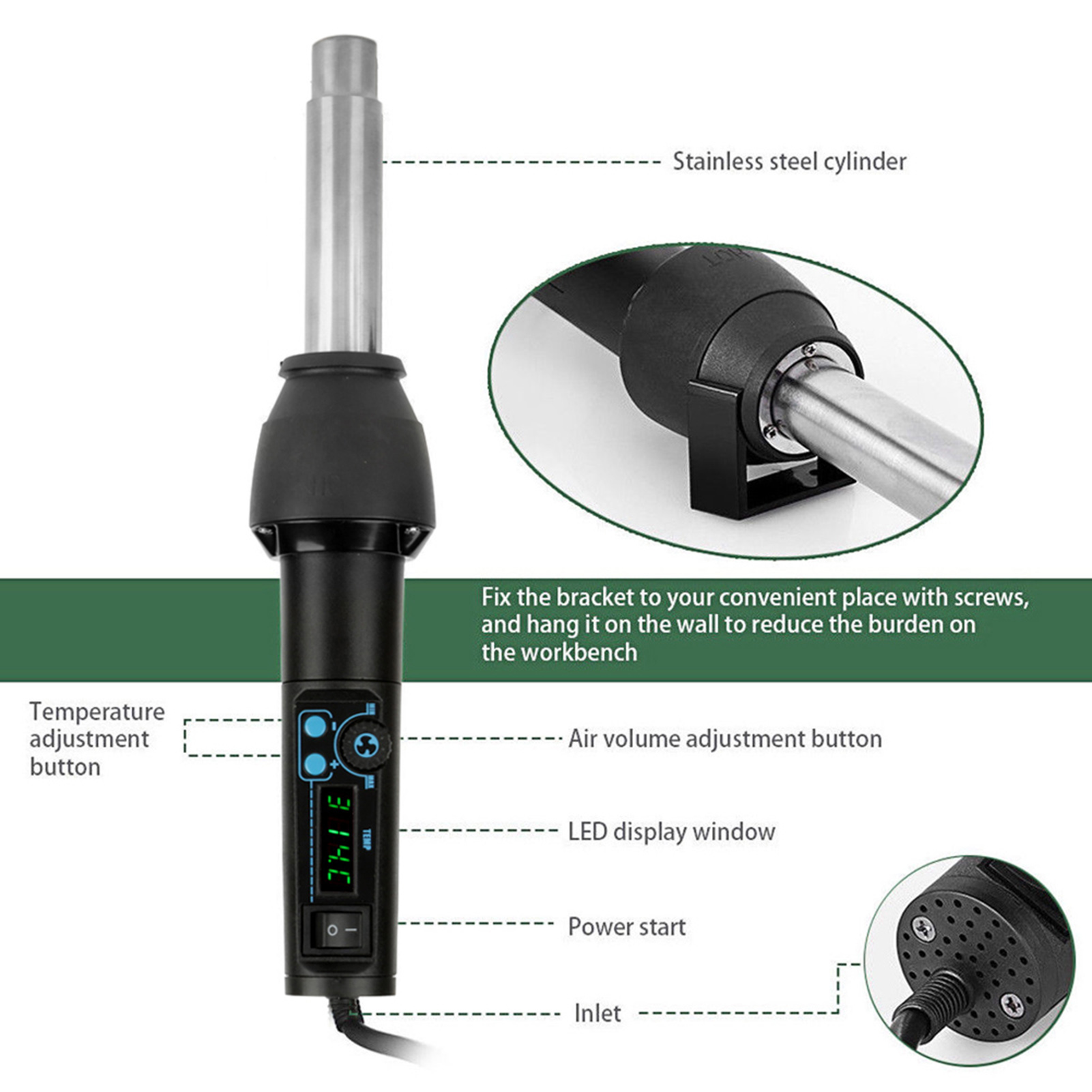 8858‑I / 650W LED Digital Disp - Heat Gun Small 리뷰 및 가격