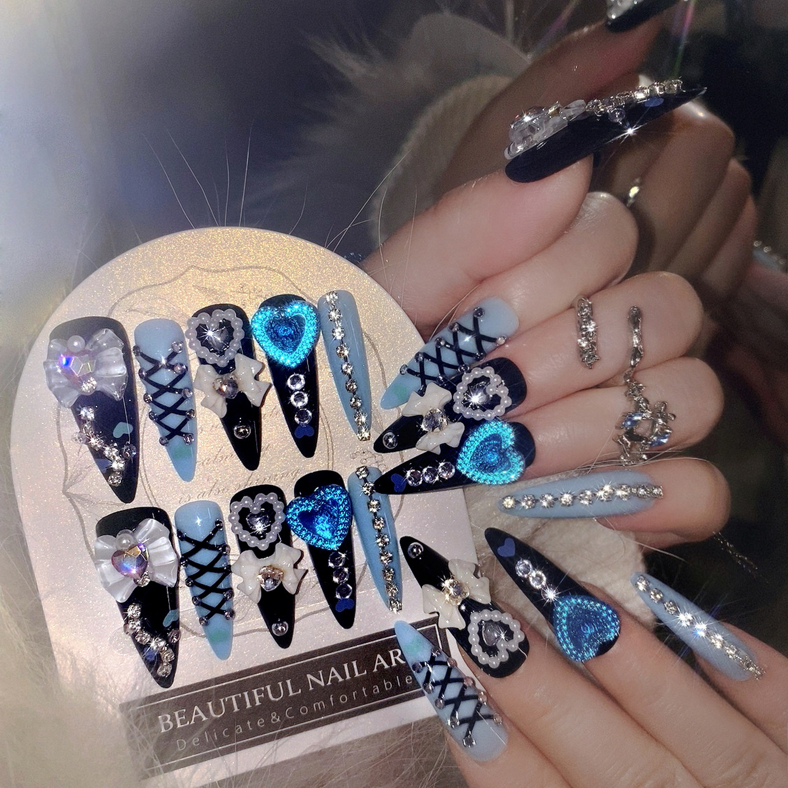 24pcs 3D Bow Decor False Nails - Resin Craft Material 리뷰 및 가격