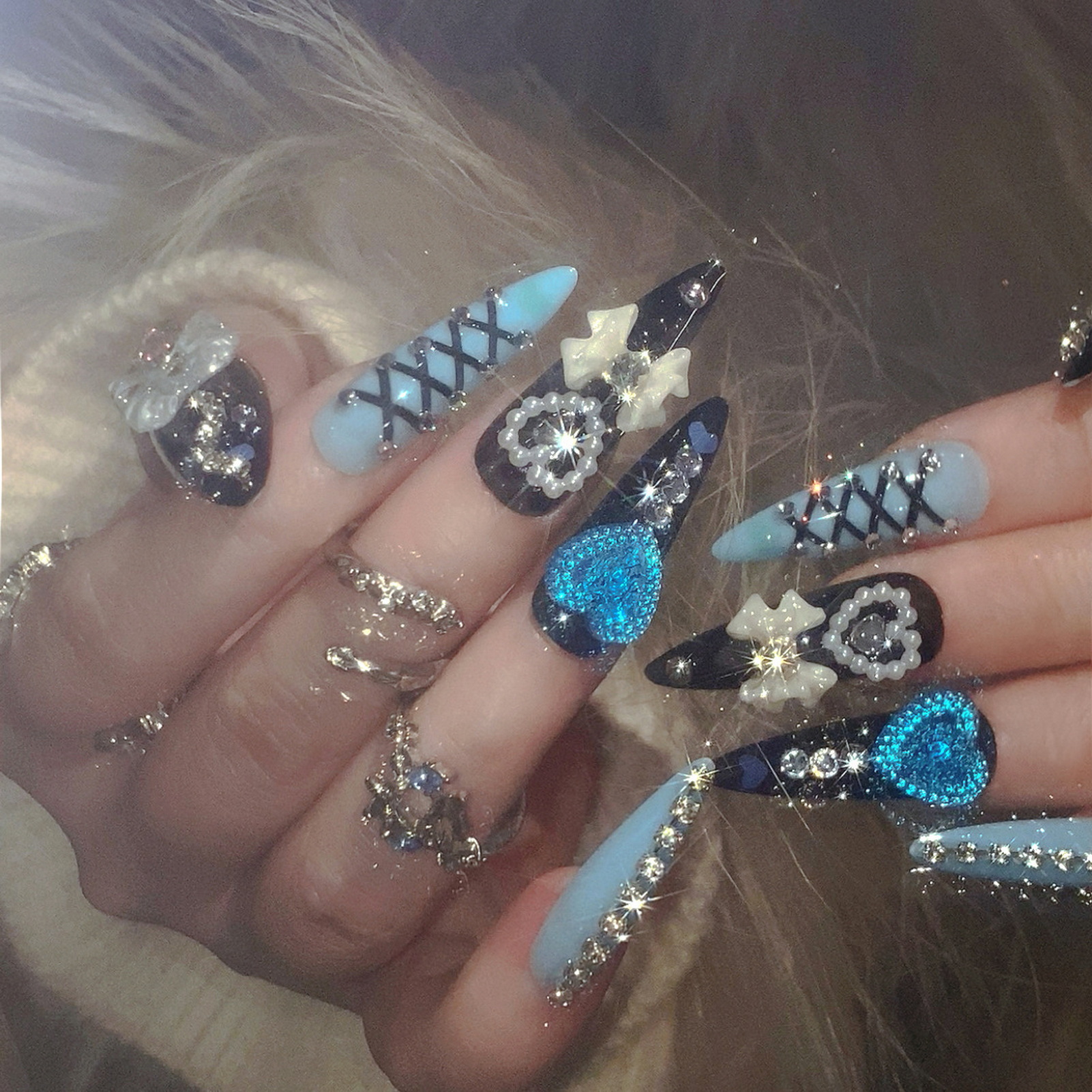 24pcs 3D Bow Decor False Nails - Resin Craft Material 리뷰 및 가격