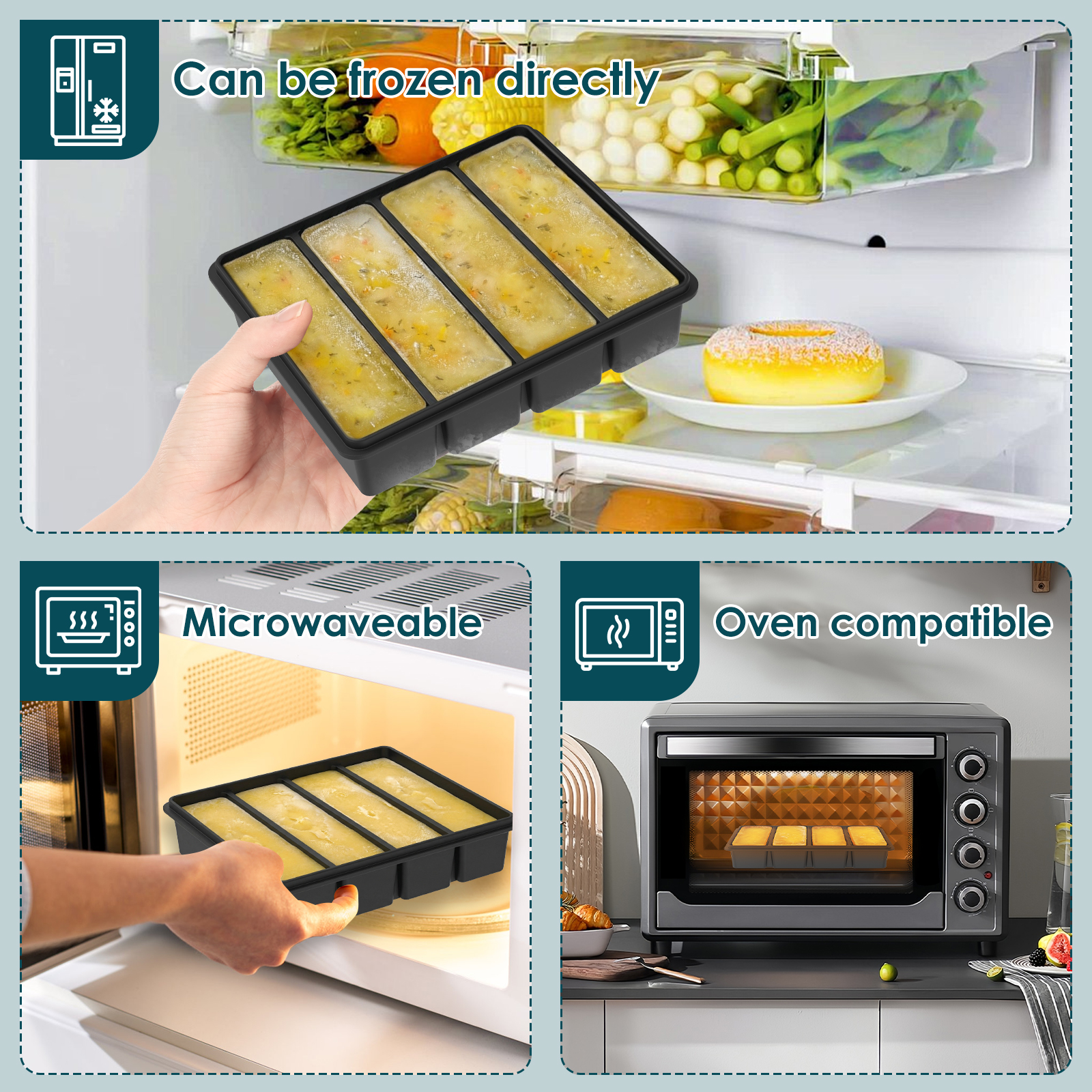 4 Pack Silicone Freezer Tray w - Serving Tray Mold 리뷰 및 가격