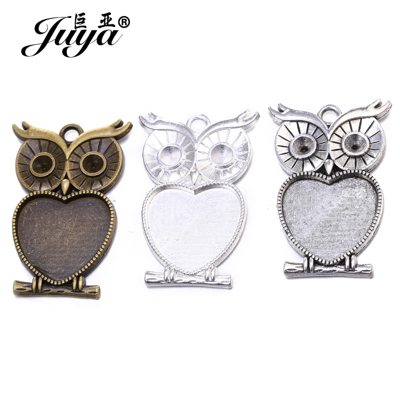 5pcs/lot 25mm Heart Shape Owl  - Bezels Set Pendant 리뷰 및 가격