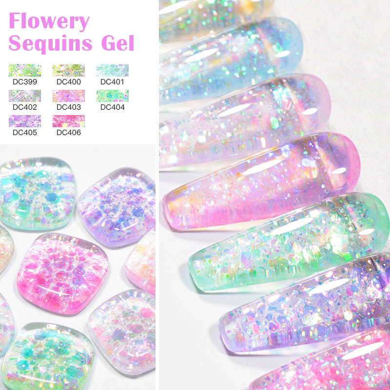 4/8pcs Flowery Sequins Gel Nai - Resin Glitter Pack 리뷰 및 가격