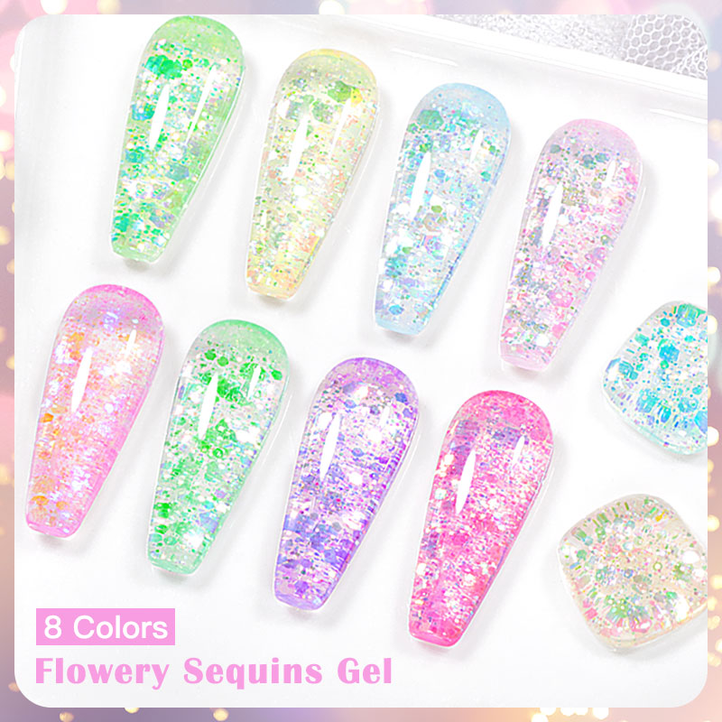 4/8pcs Flowery Sequins Gel Nai - Resin Glitter Pack 리뷰 및 가격