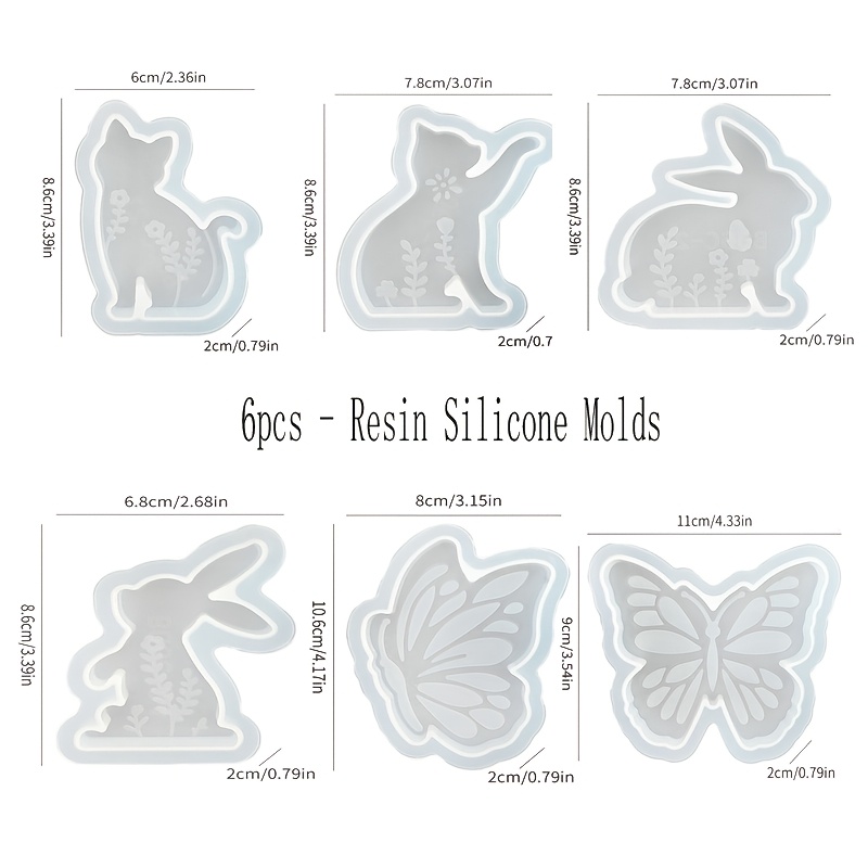 6pcs - 3D Rabbit and Kitten Si - Resin Craft Ideas 리뷰 및 가격