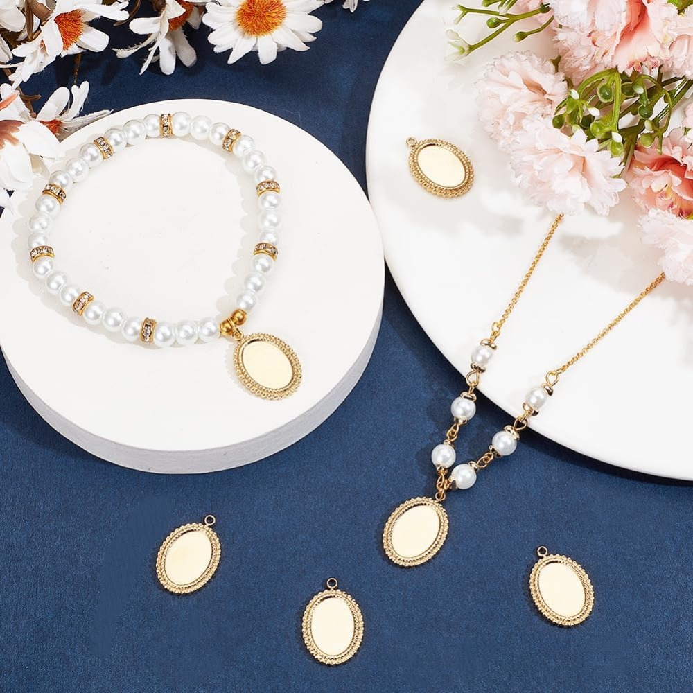 6Pcs Cabochon Settings Charms  - Bezels Set Pendant 리뷰 및 가격