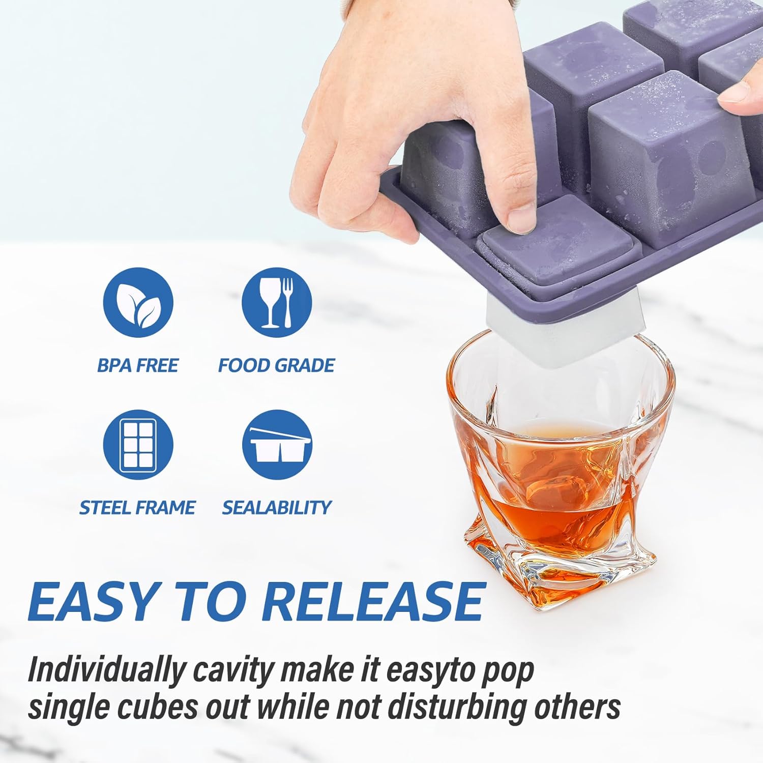 2pack Large Silicone Ice Cube  - Silicone Mold Tray 리뷰 및 가격
