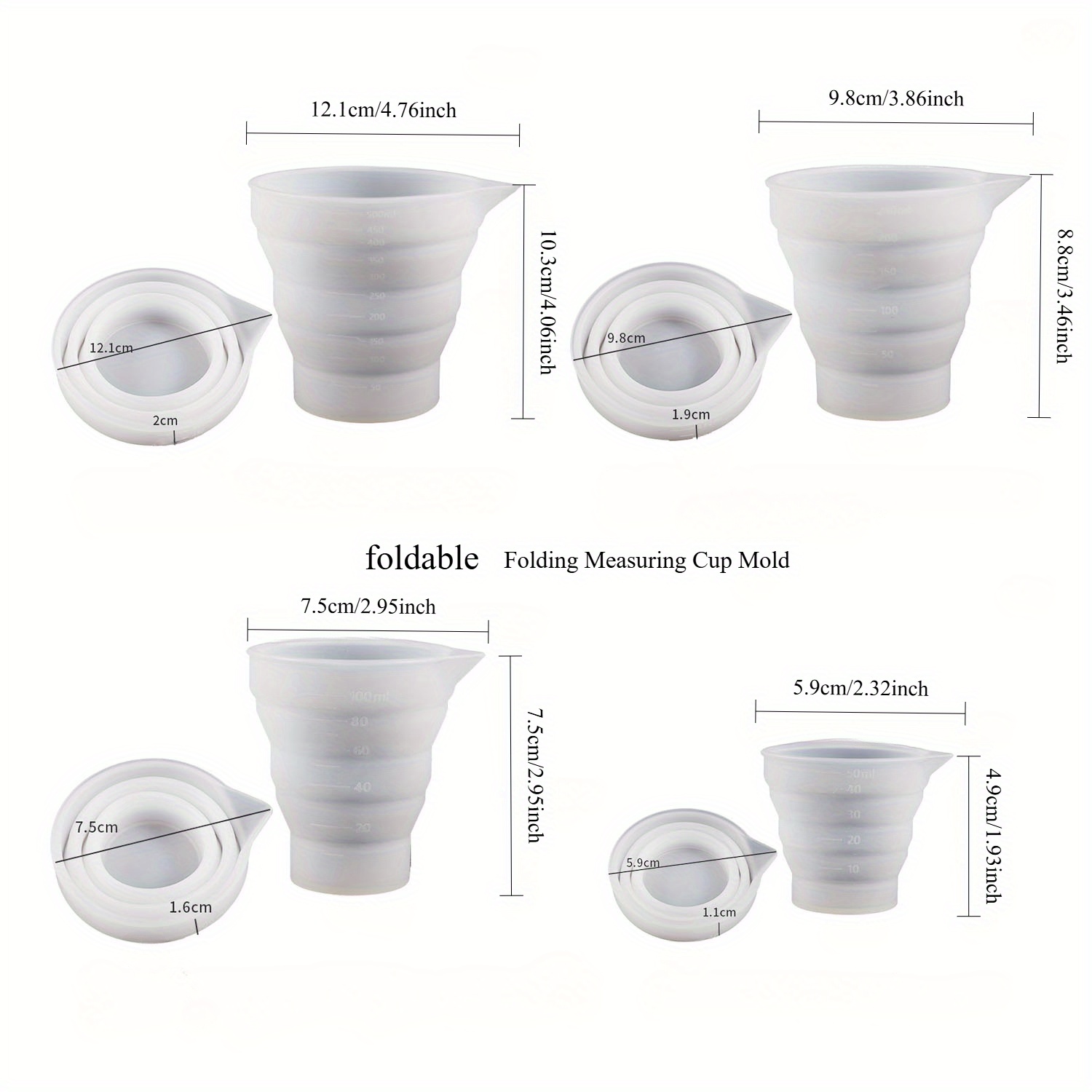 50-500ml Foldable Silicone Mea - Mixing Cup Silicone 리뷰 및 가격