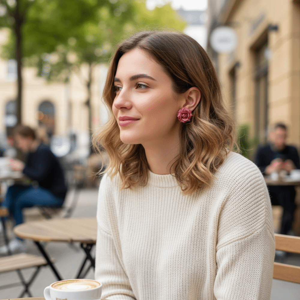 Sweet Artificial Rose Earrings - Flower Preservation Resin 리뷰 및 가격