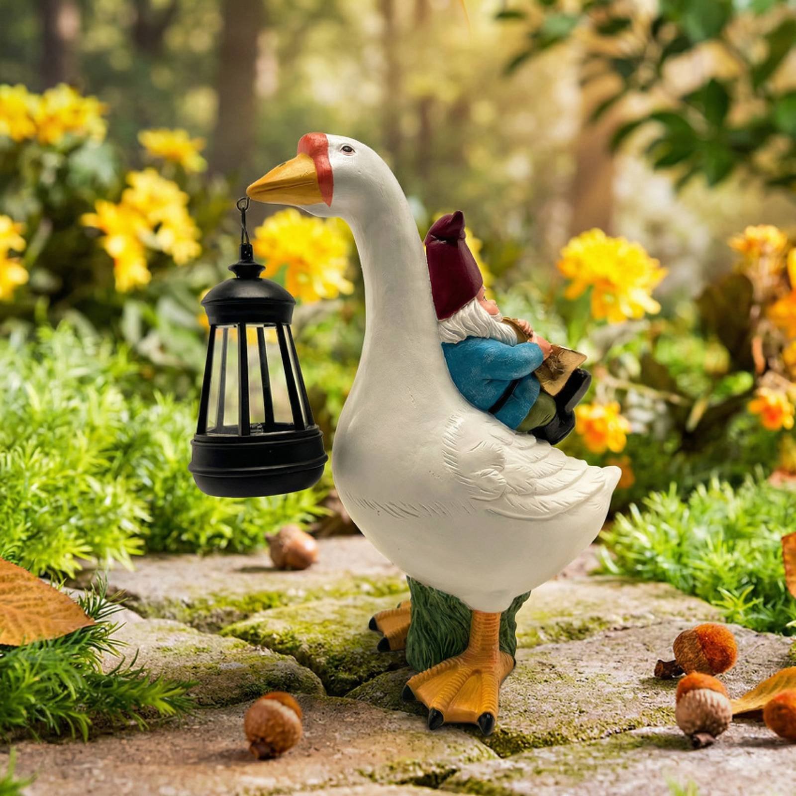 Gnome Riding Goose Statue Weat - Resin Crafts 리뷰 및 가격