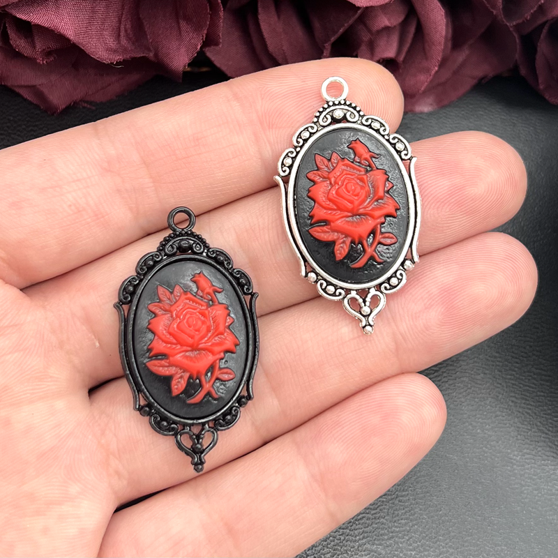 4pcs Gothic Red Rose Cameo Cha - Flower Preservation Resin 리뷰 및 가격