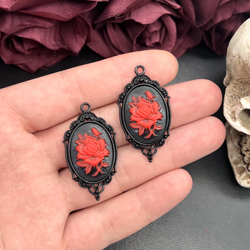 4pcs Gothic Red Rose Cameo Cha - Flower Preservation Resin 리뷰 및 가격