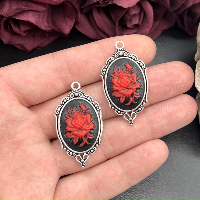 4pcs Gothic Red Rose Cameo Cha - Flower Preservation Resin 리뷰 및 가격