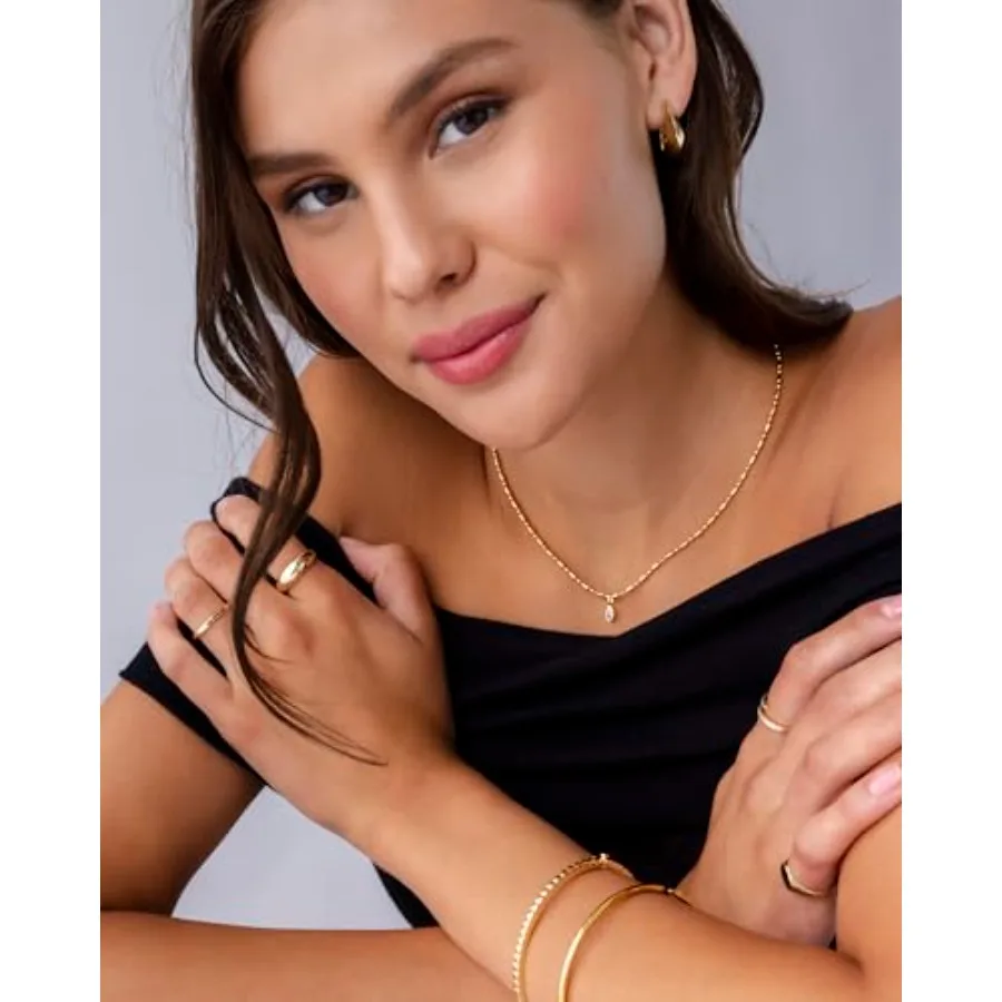 14K Gold Plated Dainty Tube Ba - Bezels Set Pendant 리뷰 및 가격